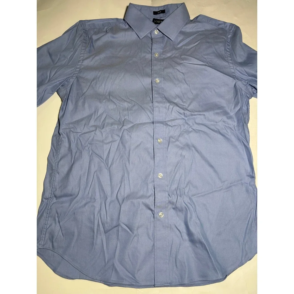 J.Crew‎ Tech Slim Fit Dress Shirt Mens Large Blue Button Up Stretch